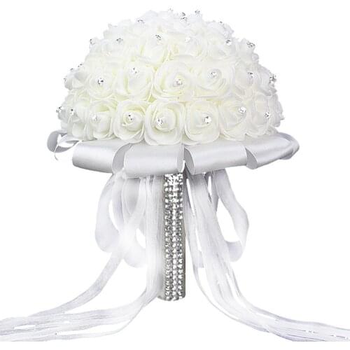 Artificial Wedding Bouquets Hand Made Rose Flower Rhinestone Bridesmaid Bridal Bouquet de mariage wedding accessories bouquet