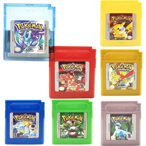 Video Game for 16 Bit Cartridge Pokemon Game Console Card Series Blue Green Silver Crystal Yellow Red Golden Version