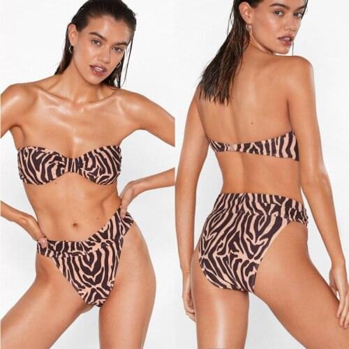 Summer High Elastic Quick-drying Open Back Casual Pattern With Chest Pad Sexy Print Ladies Split Swimsuit Hot Spring Suit