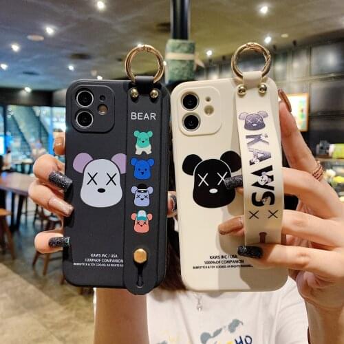 Trendy Cute Bear Soft Case For IPhone 12 11 Pro Mini XR X XS Max 7 8 SE 2020 6 6S Plus With Stand Creativity Cover