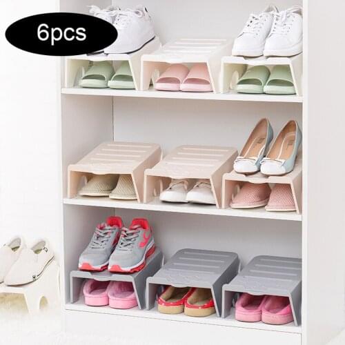 2018 New Edition Shoe Slots Set of 6 - Shoe Slots Organizer, Plastic Closet Space Saver