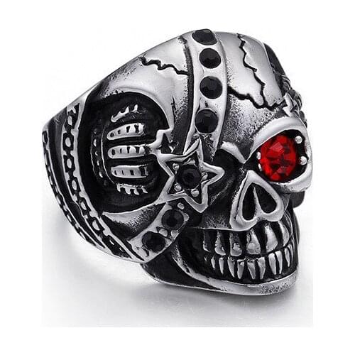 New Popular alternative jewelry exaggerated skull mens ring inlaid zircon titanium steel jewelry