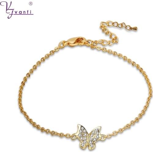 New Style Women Best Friend Gold Coulor Bracelet Dainty Cute Shiny Butterfly Bracelets For Girl Gift