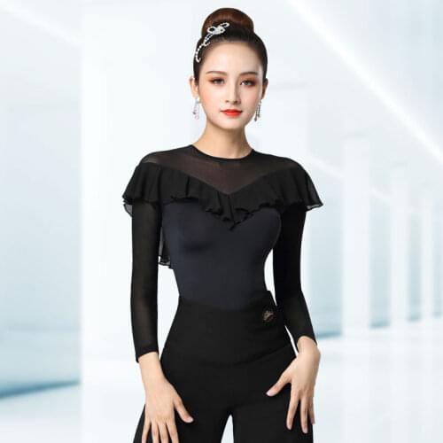 Latin dance clothing adult new Latin dance national standard practice long sleeve latin top