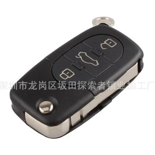 By DHL 200pcs key cover 3 Buttons Folding Flip Remote Key Shell & Blade HAA For Audi A2 A3 A4 A6 A8 TT CR2032 Fob Blank Case