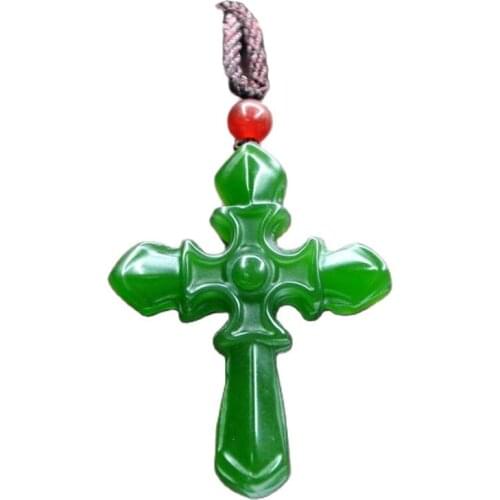 Genuine natural white jade pendant necklace type cross pendant foil evil