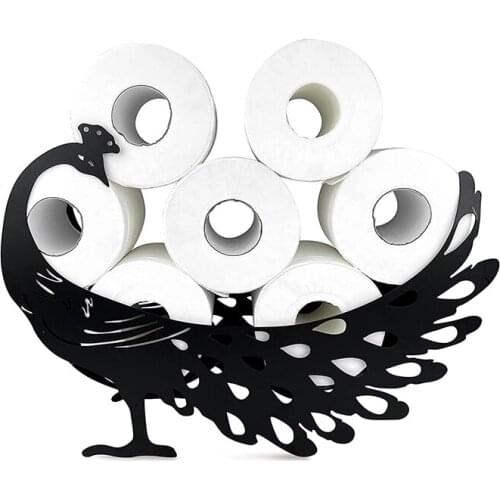 Toilet Paper Holder Stand Black Metal Bathroom Tissue Storage Wall Mounted Standing Shelf 8 Rolls Toilet Paper Shelves