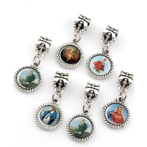 100pcs Single side Jesus Christ icon Dangle Charm Beads Fit Pendant Bracelet necklace DIY Jewelry Christmas gift 12.5x28mm A-575