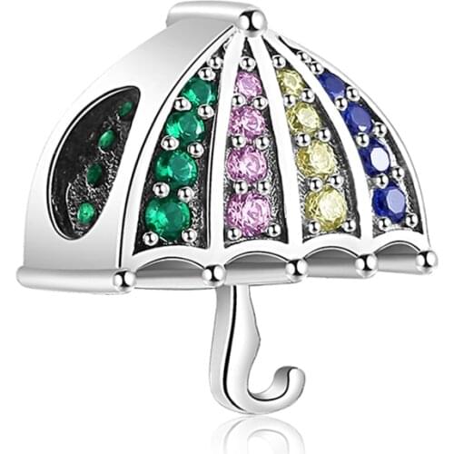 100% 925 Sterling Silver Rainbow Color Umbrella Beads Fit Charms Silver 925 Original Bracelets DIY Bead For Women Jewelry Making