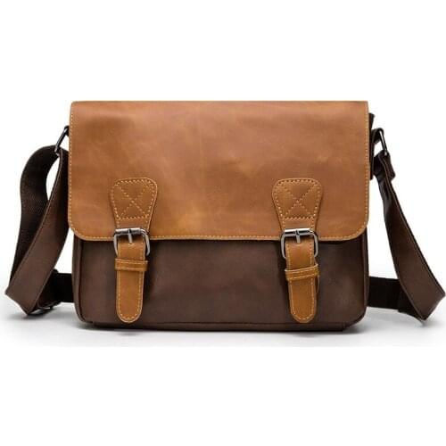 Luxury Vintage Mens Messenger Bags High Quaity PU Leather Crossbody Bag Male Satchel Shoulder Bags Laptop Bag Men Fashion Bags