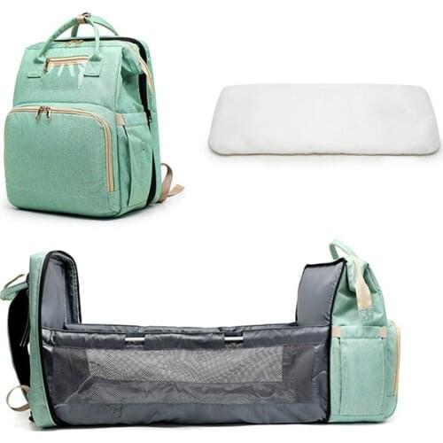 3 in 1 Multifunctional Diaper Backpack Folding Crib Maternity Nursing Bag Mommy Bags Big Capacity Travel Backpack U3
