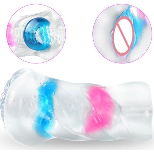 Sextoy for Men Soft Pussy Sex Toys Transparent Vagina Strong Sucking Vibrator Male Masturbation Cup Sex Products for Men Toy
