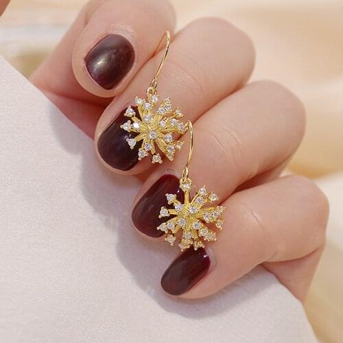 14k Real Gold Micro Inlaid Shining CZ Fireworks Women Earring Cute Charm AAA Zircon Stud Earring Wedding Jewelry Pendant Gift