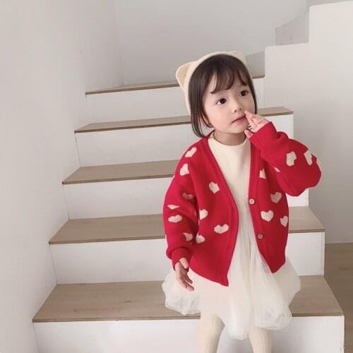 Baby girl sweater 2019 new spring and autumn solid color simple pattern knitted child sweater girl Korean casual cardigan sweate