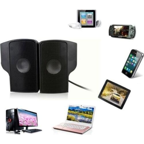 USB2.0 Power Stereo Speaker Clip-On Mini Speaker 3.5mm Portable Volume Control Jack Audio Computer Bar PC Sound Notebook S0C4
