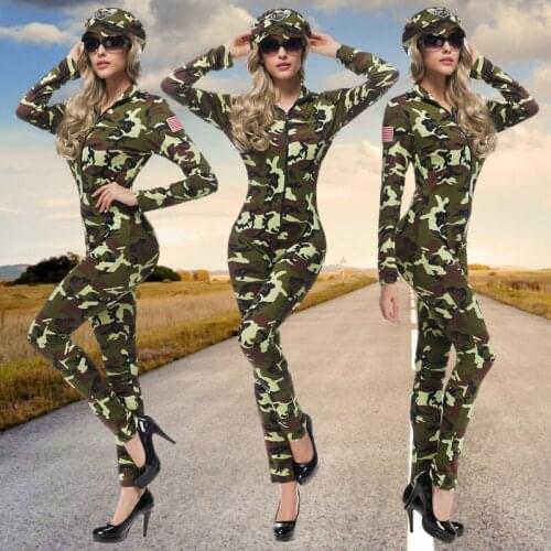 Army Green Female Officer Camouflage Uniform Women Sexy Oneize For Officer Costume Theme Party Cosplay Costume
