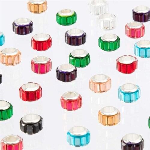 10Pcs Square Round Color Stripe Big Hole European Beads Murano Spacer Beads Women for Jewelry Making Fit Pandora Charm Bracelet