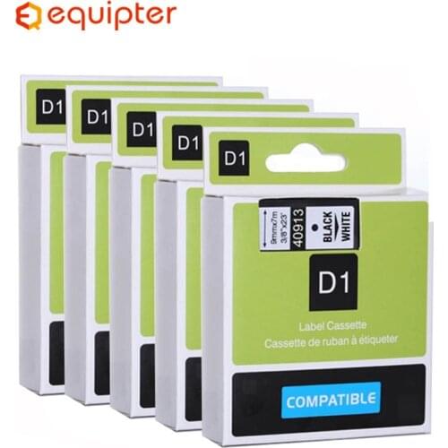 5pcs Black on white 40913 label tapes compatible dymo d1 label printers 9mm*7m label ribbon cassette for dymo label manager 160
