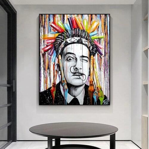 Abstract Graffiti Art Dali Posters Canvas Painting Posters and Print Cuadro Wall Art for Living Room Home Decor (No Frame)