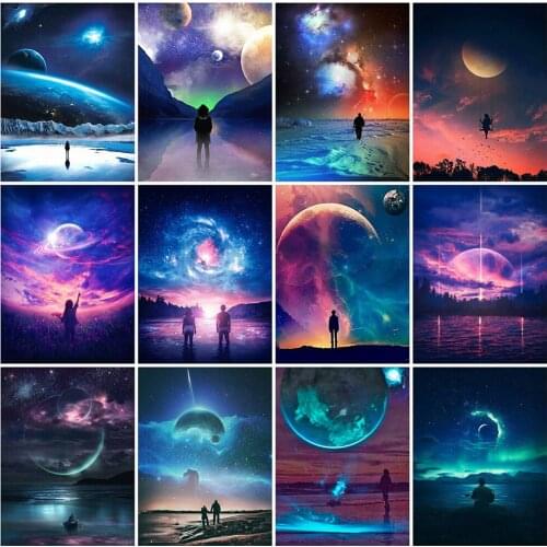 KAMY YI Starry Sky Universe Diamond Painting Landscape Cross Stitch 5D Diy Full Diamond Embroidered Mosaic Home Decoration