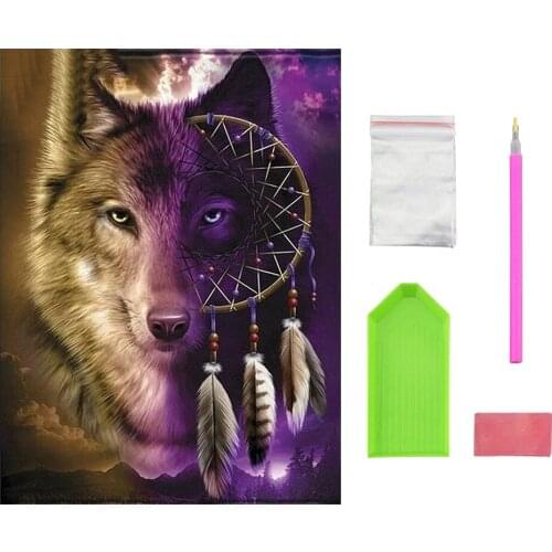 Diamond Painting Home Decoration Animal Wolf Dream Catcher Cross Stitch Kit Full Square Drill Diamond Embroidery Mosaic
