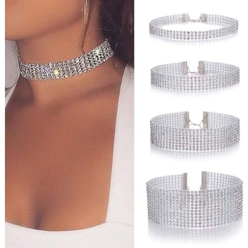 BLIJERY Trendy Fashion Women Choker Necklace Full Rhinestone Crystal Collar Choker Short Necklace Wedding Jewelry Bijoux Femme