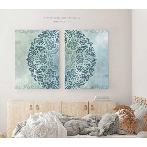 Bohemia Mandala Floral Beige Wall Art Print Boho Poster Picture Canvas Painting for Living Room Home Interior Yoga Room Decor