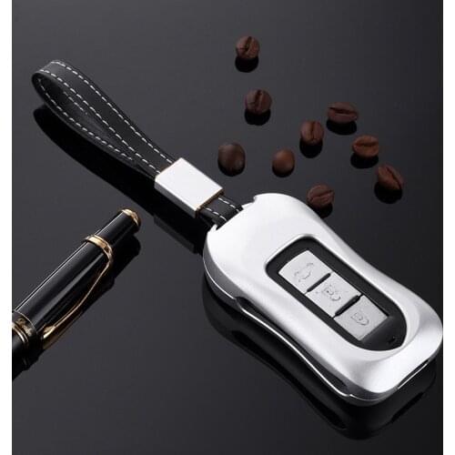 Car Key Covers Aluminum Alloy Key Case fob Shell with keychian For Mitsubishi Outlander Lancer ASX Pajero EVO Car-Styling