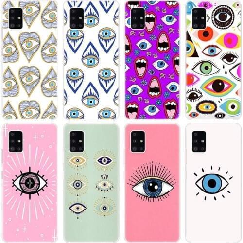 Evil Eye Illustrations Case for Samsung Galaxy A12 A02 A03S A21S A22 A32 A52 A72 A82 Quantum 2 S21 Plus FE Ultra M02S M12 Cover
