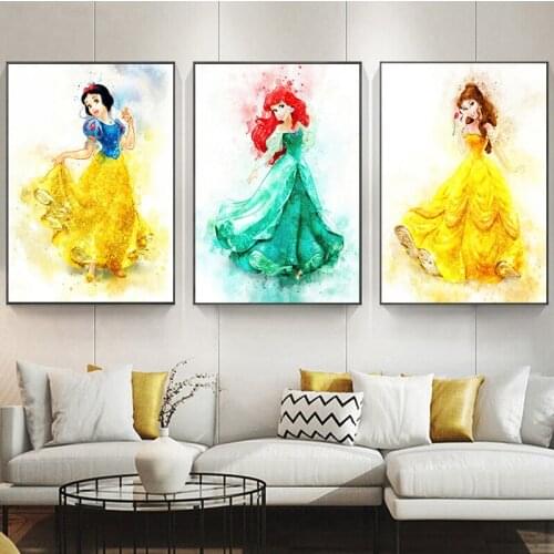 Disney Cartoon Beauty Princess Character Painting Canvas Painting ChildrenS Room Decoration Gift Wall Custom Posters And Prints