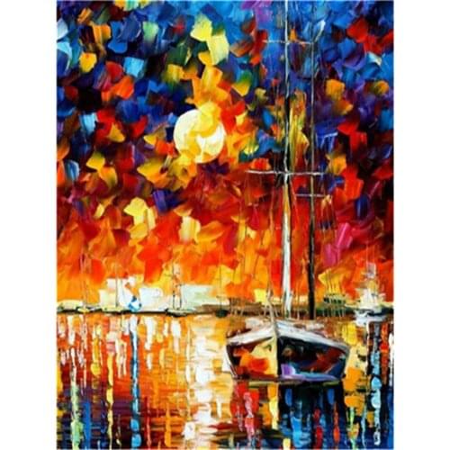 Landscape Printed Water-Soluble Canvas 11CT Cross Stitch Embroidery Complete Kit DMC Threads Painting Sewing Different