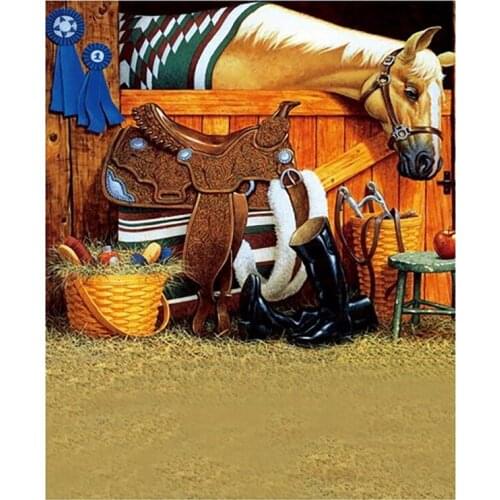 K4154 Party Decor Photo Background Photography Horseback Riding Stables Backdrops