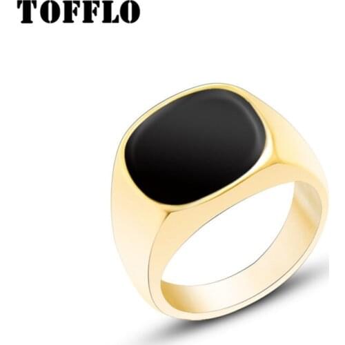 TOFFLO Stainless Steel Jewelry Black Shell Super Wide Face Ring Cool Ring For Women BSA094