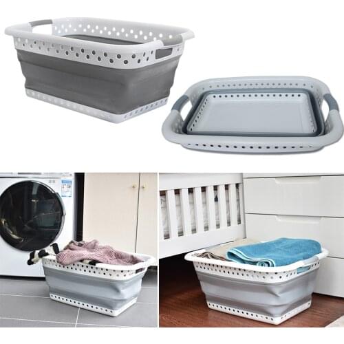 1PC Plastic Large Foldable Hamper Basket Laundry Basket Laundry Bucket Save Space Bathroom Car Storage Basket Creative Home