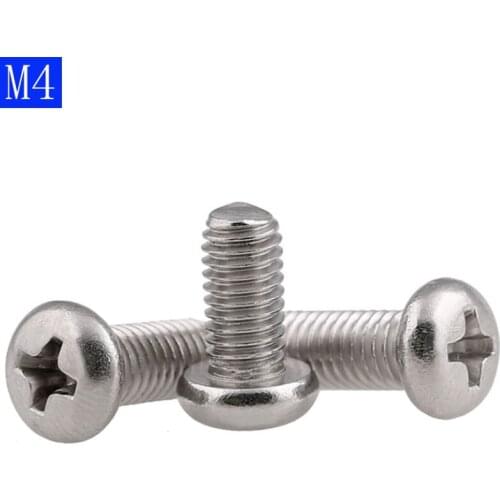 M4 X 0.7 ( 4mm ) 304 Stainless Steel Phillips Pan Head Machine Screws DIN 7985 A2-70