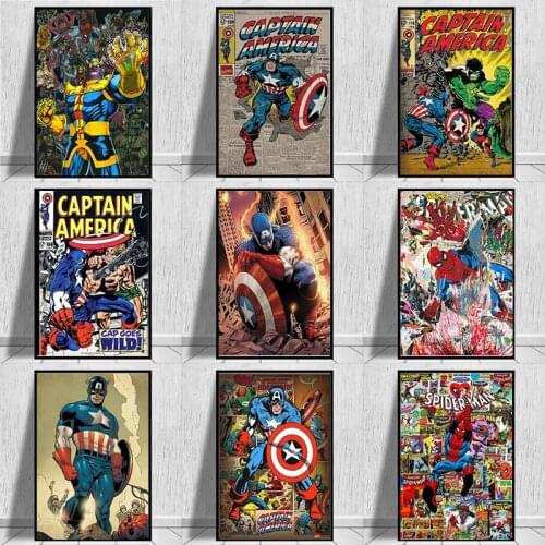 Marvel Superhero Avengers Movie Canvas Painting Iron Man Captain America HD Posters and Prints Wall Art Painting Home Decor