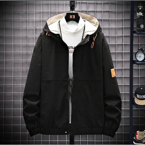 Mens Hooded Jacket Men 2021 Spring New Fashion Windbreaker Jackets Plus Size Coats Casual Solid Loose Sports Jacket For Men