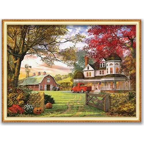 Flower Sakura DIY Embroidery Cross Stitch 11CT Kits Needlework Craft Set Cotton Thread Printed Canvas Home Decoration On Sale