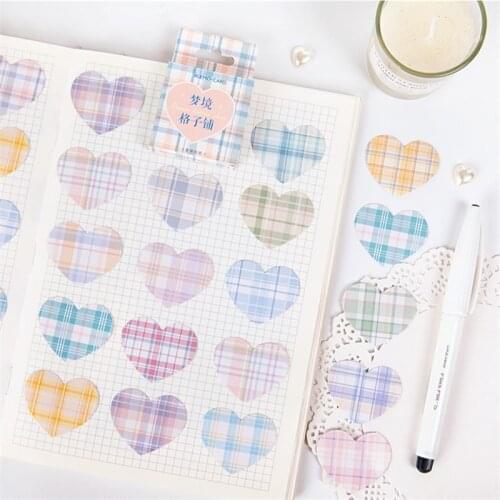 46pcs Dream Lattice Shop Stickers Set Mini Color Plaid Sticker Home DIY Art Decoration Adhesive Diary Gift Letter Paste F584