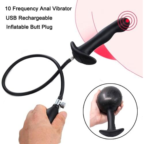 Inflatable Gag Vibrator 10 Speed Charging Anal Vibrator Butt Plug G-Spot Prostate Stimulator Dildo Vibrators Sex Toys Sex Shop