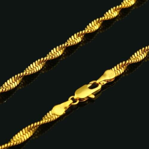 New Gold Color Chain For Men /Women Fashion Jewelry Choker Necklace For Women Men Gift Wholesale
