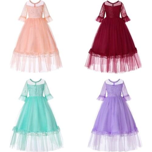Winter New Girls Dress Teens Girls Costume Lace Children Long Casual Clothing Princess Party Dress Kids Clothes Wedding Vestidos