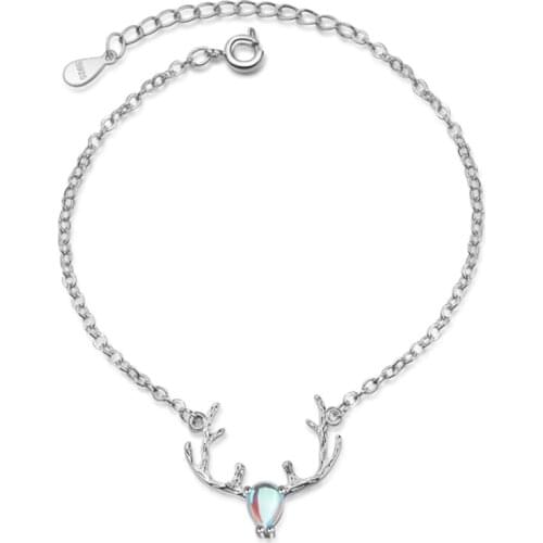 The new temperament popular wild atmosphere gorgeous colorful crystal elk female models silver plated bracelets JO080