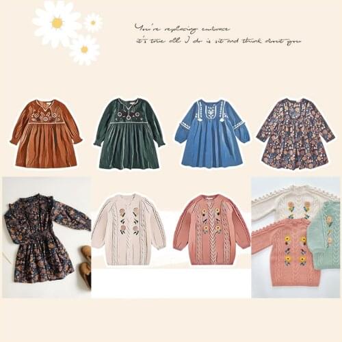 Pre-sale 2021 LM Baby Girl Fashion Style Embroidery Jacquard Long-sleeved Dress Princess Dress Little Girls Costume