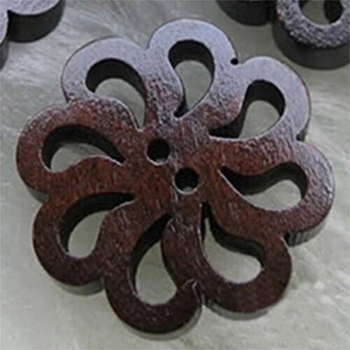 Useful 40 Pcs Hollow Round 2-Holes Sewing Scrapbooking DIY Wooden Buttons 2-Holes Sewing