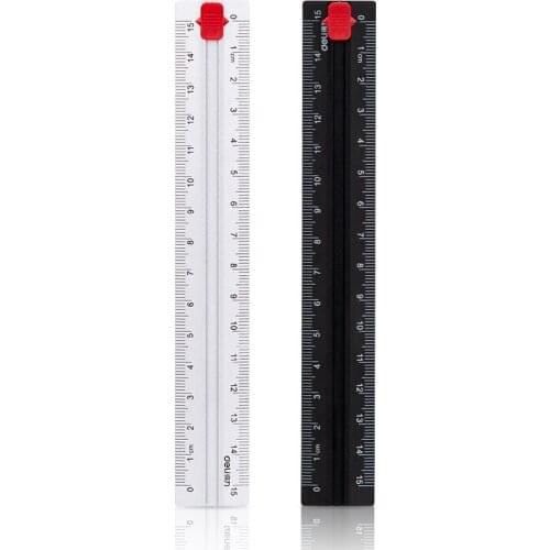 Practical 15cm Red Slider Straight Ruler Aluminium Material for Drawing Measuring Stationery Office School Supplies H6429