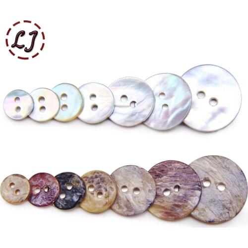 New 30pcs/lot Natural Shell Sewing Buttons Color Mother of Pearl MOP Round Shell 2 Hole Button garment Sewing Accessories DIY