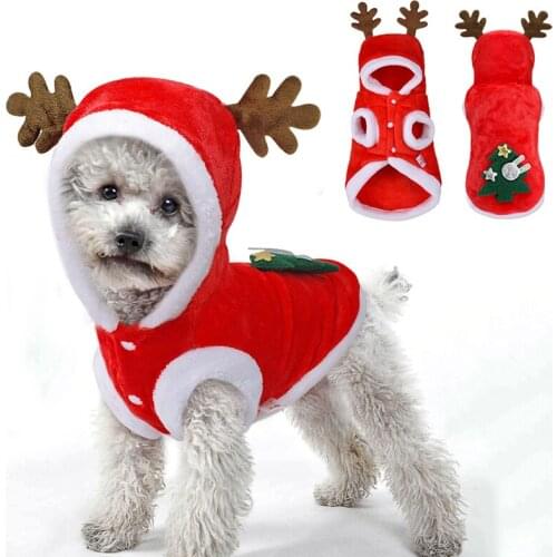 Christmas Pet Clothes Dog Cat Santa Costume for Pug Chihuahua Kitten Puppy Hoodie Warm Pet Dog Clothes Pet Supplies