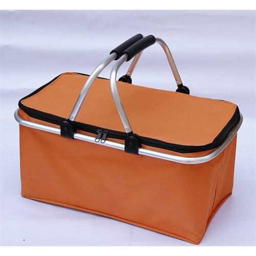 Folding Picnic Camping Basket Insulated Shopping Cooler Home Storage Basket Hamper Basket Bag Box Outdoor Picnic Bags