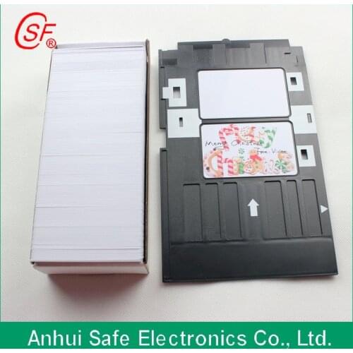 Inkjet PVC Card, Tray Set-100pcs Blank Two Sides Printable Crads +5pcs ID Card Tray For Epson R260,R280,L800, A50